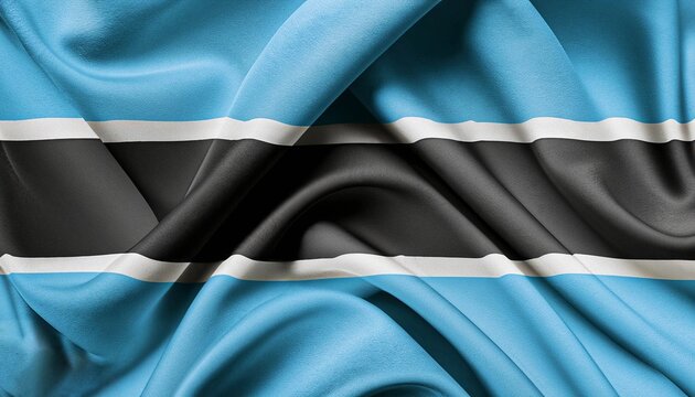 flag of botswana with juicy colors_with pleats with visible satin texture