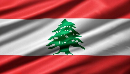 folded flag of Lebanon with visible satin texture