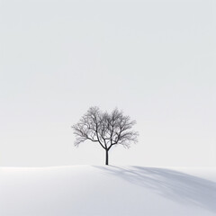 Lone tree on minimalist background