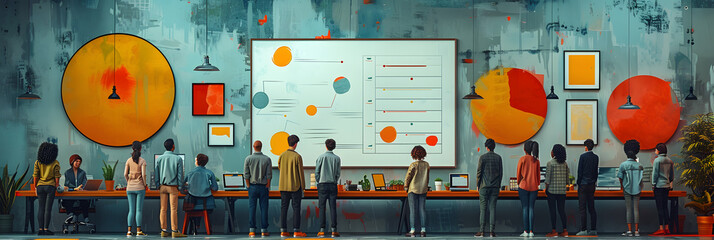 Innovative Team Brainstorming: Creative Collaboration on Flip Chart