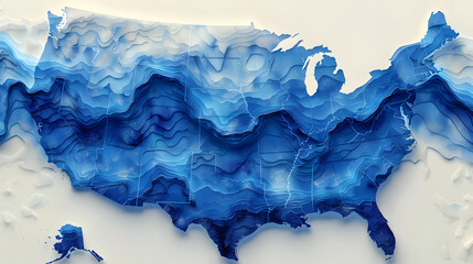 Abstract Digital Map of the USA - Mid-Century Modern Design