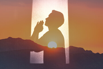 Man worship pray to god for help forgiveness 