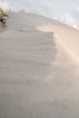 Sand Dune Closeup with Shallow Depth of Field in Evening Sunset light