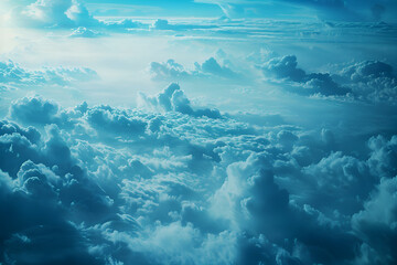 blue sky with clouds view from sky, blue cloudy sky