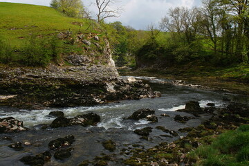 The River Wharfe between Hebden Hippings (below Hebden) and Burnsall, Wharfedale, North Yorshire, England, UK