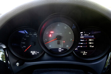 Car interior from driver seat view.