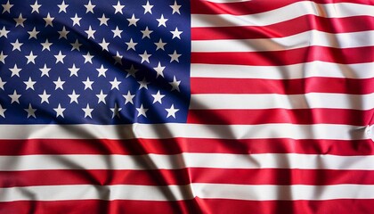 Fototapeta premium the flag of the United States of America with pleats with visible satin texture