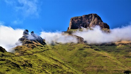 Sentinel Peak (3165 m) as a part of the Amphitheatre in Royal Natal National Park (Drakensberg,...