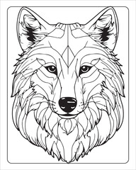 Naklejka premium Wolf Coloring Pages, Wolf illustration, wolf art, Black and white