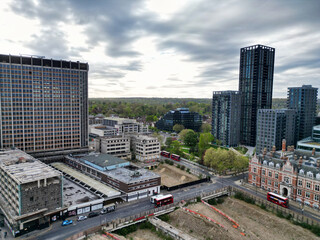 Most Beautiful Aerial View of Central West Croydon London City of England United Kingdom. April 24th, 2024