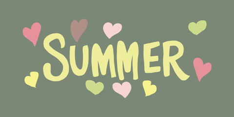 vector illustration lettering summer rich colors, trendy, fun, popular, Creative
