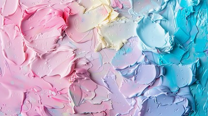 Vivid colorful abstract paint textures in pink, blue, and yellow