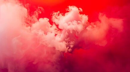 White smoke on red background.