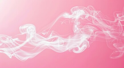 White smoke on pastel pink background.