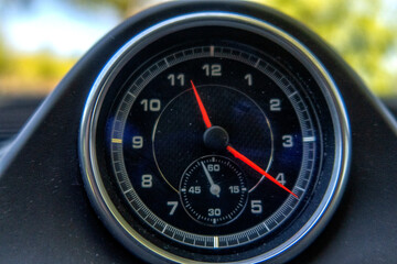 Car interior from driver seat view.