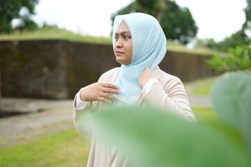 Portrait of Indonesian woman wearing hijab