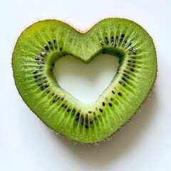 kiwi fruit in the form of heart, isolated on a white background. Valentines day and love concept, heart health concept
