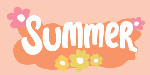vector illustration lettering summer rich colors, orange, cheerful