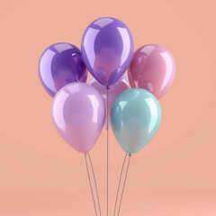 Pastel Balloons on Peach Background