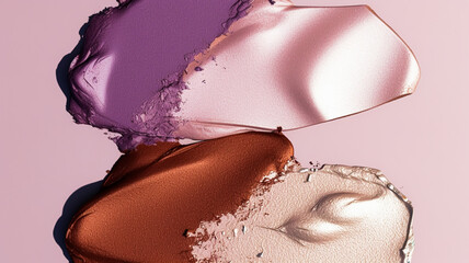 Beauty make-up product sample texture as abstract makeup cosmetics background, crushed cosmetic...