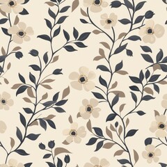 Neutral Color Abstract Floral Seamless Pattern

