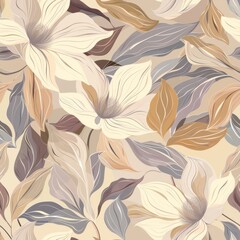 Neutral Color Abstract Floral Seamless Pattern

