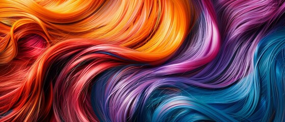 Abstract colorful hair waves pattern background banner , close up