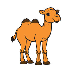 Orange Vector fun camel smiling on a white background for book for children