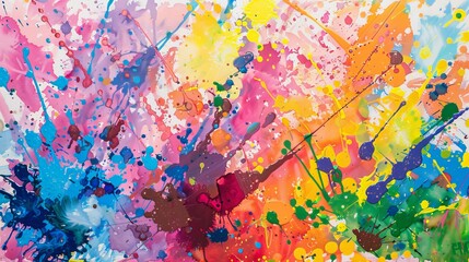A Canvas of Joy and Laughter: A vibrant painting created by kids using their fingers as brushes and colored paint splattered across a large piece of paper.