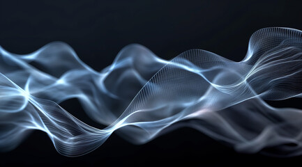 Elegant waves in the air with black background, background concept. Generative AI.