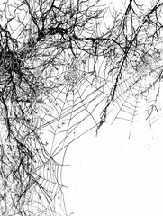 Obraz premium black spider web line art on white background