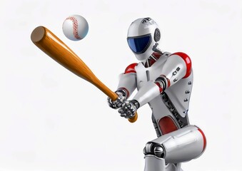 Naklejka premium スポーツの概念で人工知能を搭載した野球選手 