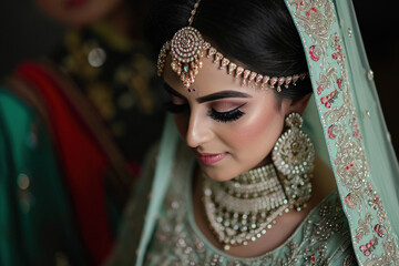 Obraz premium Beautiful indian bride with traditional jewelery
