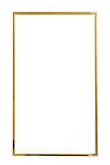 Modern minimalistic gilded picture frame, 3d golden rectangle frame for photo, png with transparent background