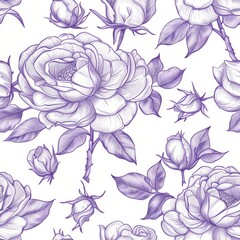 Simple Seamless Lineart Romantic Floral Pattern

