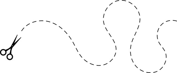 Scissors cut dotted line wavy shape