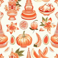 Simple Seamless Thailand Themed Pattern

