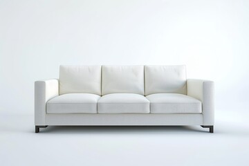 Modern white leather sofa isolated on white background, 3d render, Ai Generated