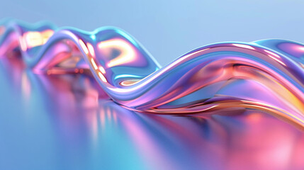 Vibrant Blue and Pink Abstract Waves Reflective Liquid Surface Art