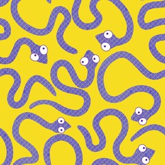 Fototapeta premium Christmas cartoon animals seamless snake pattern for new 2025 year wrapping paper and fabrics