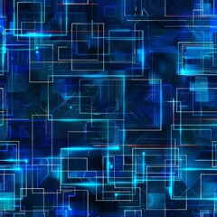 Obraz premium Abstract Neon Blue Texture Seamless Pattern Tile