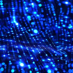 Seamless Abstract Binary Code Pattern in Neon Blue

