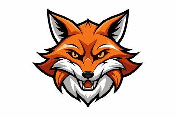 angry fox logo head design vector illustration 