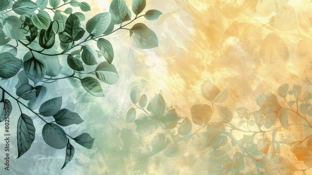 Poster a watercolorstyle design with delicate translucent leaf shadows dancing across the page..