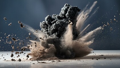 Dramatic Explosion Creating a Cloud of Dust and Smoke