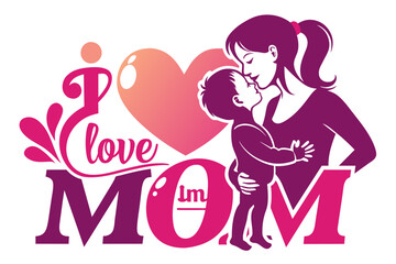 mothers love silhouette vector illustration