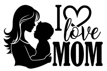 mothers love silhouette vector illustration
