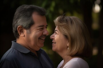 Naklejka premium A man and woman are smiling at the camera