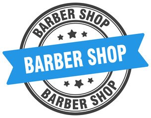 barber shop stamp. barber shop label on transparent background. round sign
