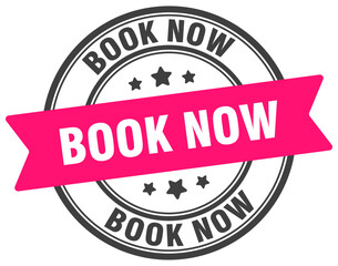 book now stamp. book now label on transparent background. round sign
